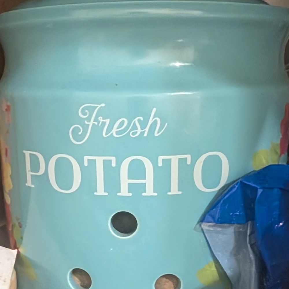 The Pioneer Woman Blue and White Potato Storage Canister